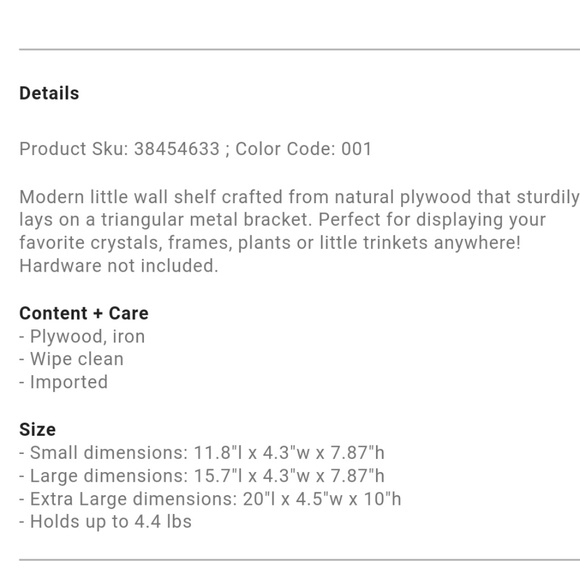 SOLD!! Urban outfitters wall shelf - Picture 7 of 7